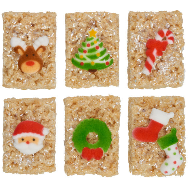 Christmas Holly Jolly Dessert Toppers Ready To Use Edible Cake Cupcake Sugar Icing Decorations -12ct