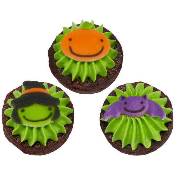 Halloween Frightful Friends Edible Dessert Toppers Cake Cupcake Sugar Icing Decorations -12ct