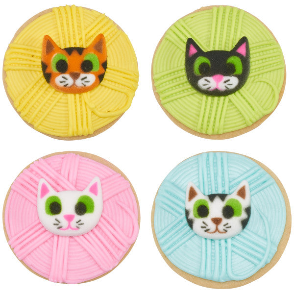 Kitten Kitty Cat Edible Dessert Toppers Cake Cupcake Sugar Icing Decorations -12ct