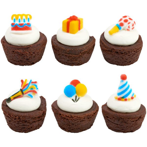 Mini Birthday Edible Dessert Toppers Cake Cupcake Sugar Icing Decorations -12ct