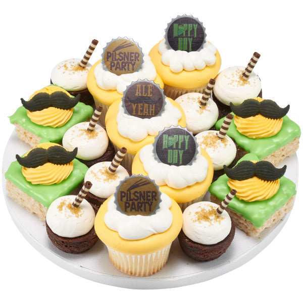 Mustache Edible Dessert Toppers Cake Cupcake Sugar Icing Decorations -12ct