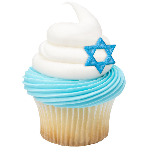 Star Of David Edible Dessert Toppers Ready To Use Edible Cake Cupcake Sugar Icing Decorations -12ct