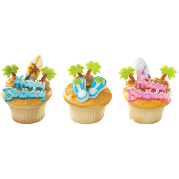 Surfboards Edible Dessert Toppers Cake Cupcake Sugar Icing Decorations -12ct