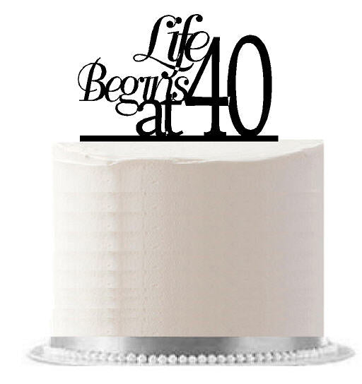 Life Begins at 40 Black Birthday Party Elegant Cake Decoration Topper