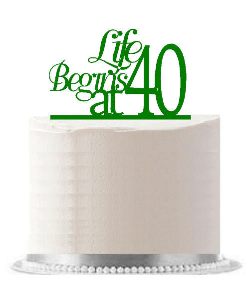 Life Begins at 40 Green Birthday Party Elegant Cake Decoration Topper