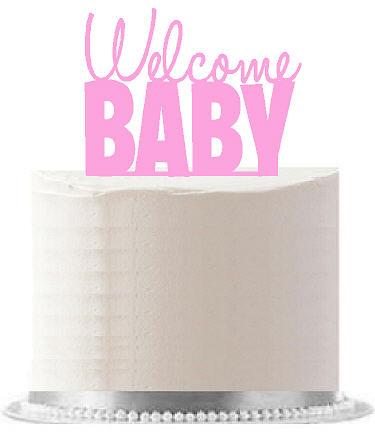 Welcome Baby Pink Birthday Party Elegant Cake Decoration Topper