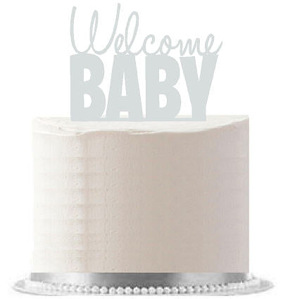 Welcome Baby Mirror Reflections Birthday Party Elegant Cake Decoration Topper