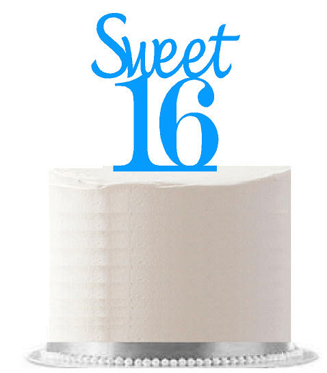 Sweet 16 Blue Birthday Party Elegant Cake Decoration Topper