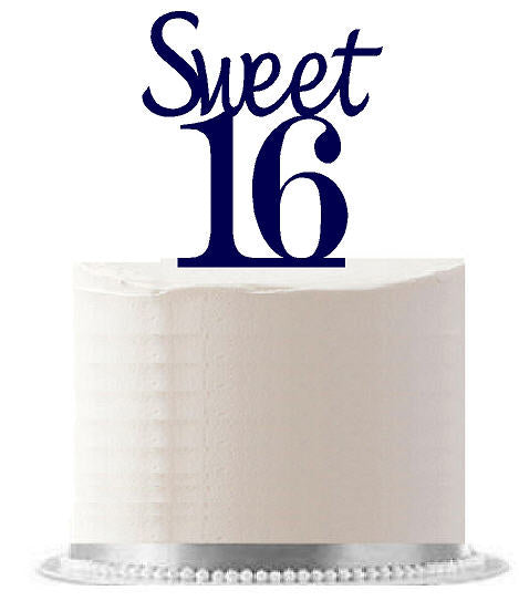 Sweet 16 Navy Birthday Party Elegant Cake Decoration Topper