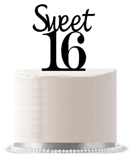 Sweet 16 Black Birthday Party Elegant Cake Decoration Topper