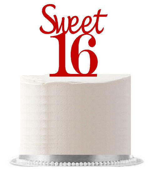 Sweet 16 Red Birthday Party Elegant Cake Decoration Topper