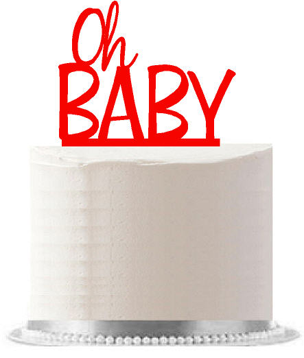 Oh Baby Red Birthday - Baby Shower Party Elegant Cake Decoration Topper