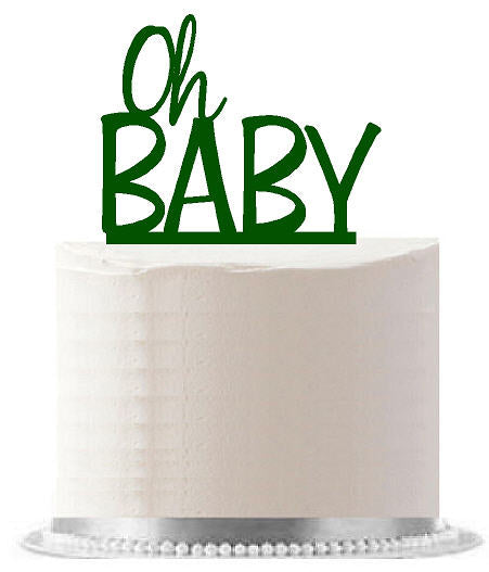 Oh Baby Green Birthday - Baby Shower Party Elegant Cake Decoration Topper