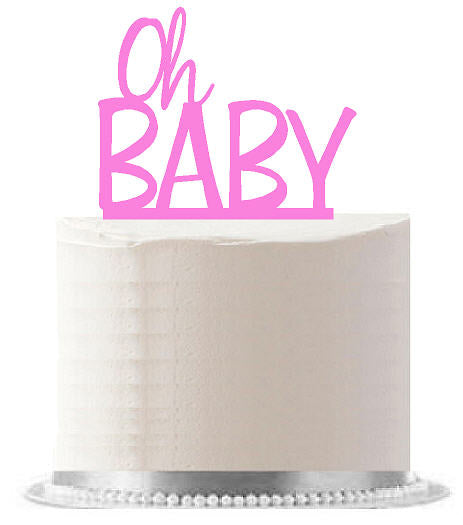Oh Baby Pink Birthday - Baby Shower Party Elegant Cake Decoration Topper