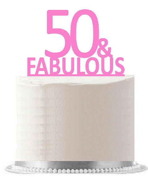 50 & Fabulous Pink Birthday Party Elegant Cake Decoration Topper