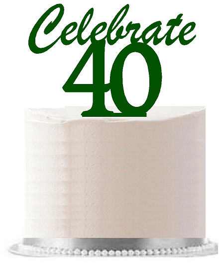 Celerbate 40 Green Birthday Party Elegant Cake Decoration Topper
