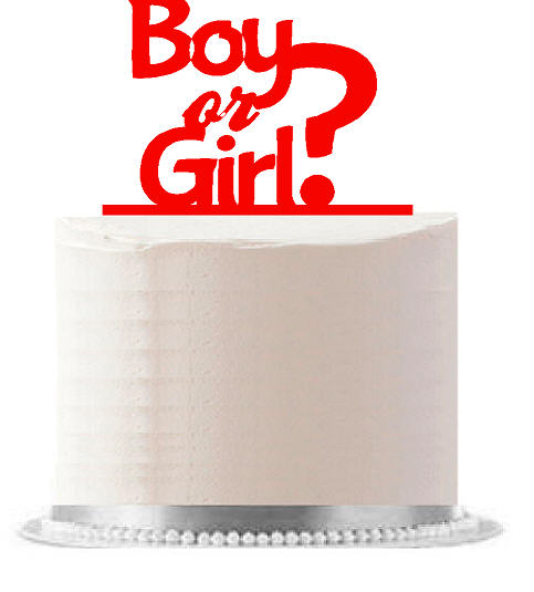 Boy or Girl Gender Reveal Red Baby Shower Party Elegant Cake Decoration Topper