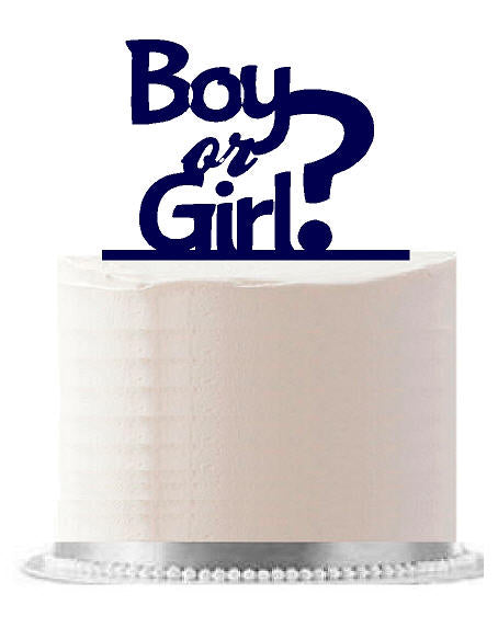 Boy or Girl Gender Reveal Navy Baby Shower Party Elegant Cake Decoration Topper