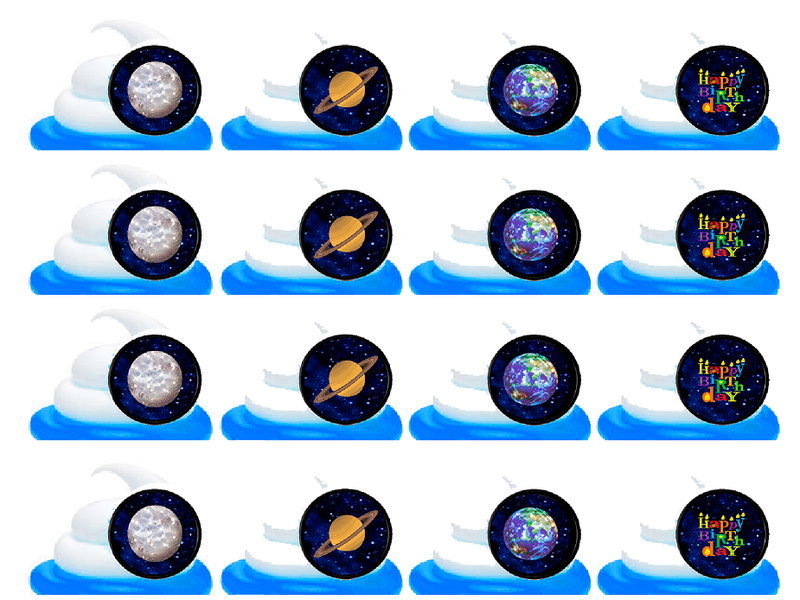Galaxy Planets Easy Toppers Cupcake Decoration Rings -12pk