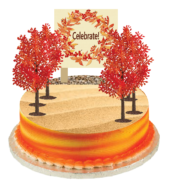 6 Fall Trees  Cake - Food - Cupcake Decoration Plant Tree Topper Picks with Decorative Plaque