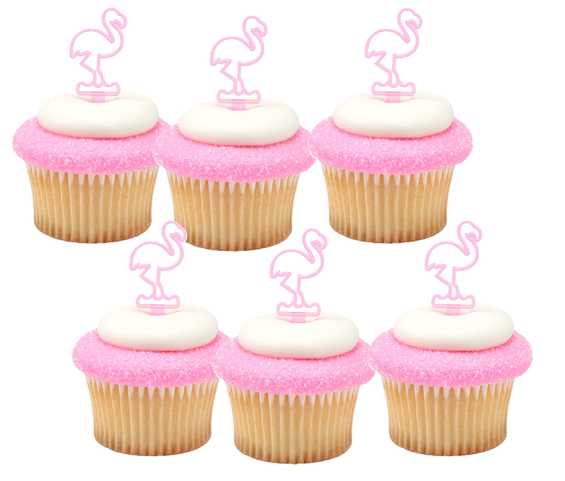Flamingo Pink Birds  Summer Fun Cupcake - Desert  Decoration Topper Picks 12ct
