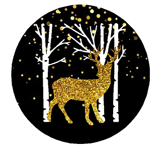 24pack Winter Deer Black Chirstmas Holiday Stickers Labels Envelope Decorative Seals -1.5inch