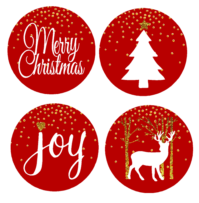 24pack Red Merry Christmas Joy Deer Tree Assortment Stickers Labels Envelope Decorative Seals -1.5inch