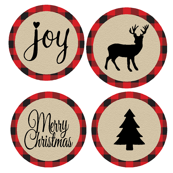 24pack Lumberjack Merry Christmas Joy Deer Tree Assortment Stickers Labels Envelope Decorative Seals -1.5inch