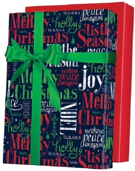 Joy - Red Green White Double-Sided Chrimas Wishes Elegant Specialty Gift Wrap Wrappiing Paper 24 x 15ft