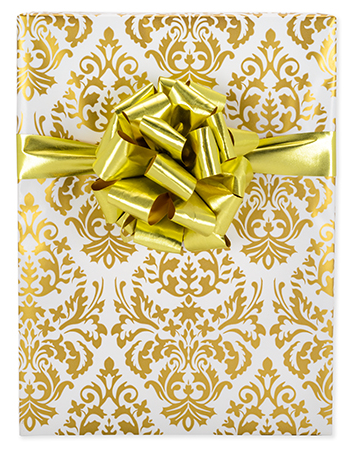 Gold Damask Elegant Specialty Gift Wrap Wrappiing Paper 24 x 15ft