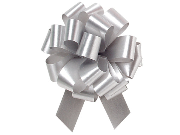 Silver Satin 5inch Gift Wrapping Decorative Pull Bows -5pack