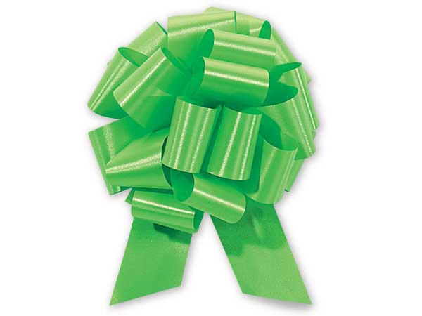 Lime Green Satin 5inch Gift Wrapping Decorative Pull Bows -5pack