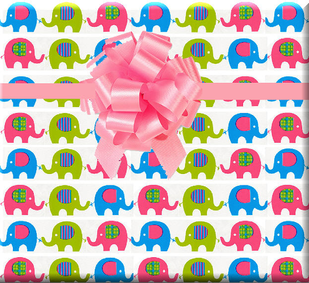 Pink and Blue Elephant March Gift Wrapping Paper 15ft