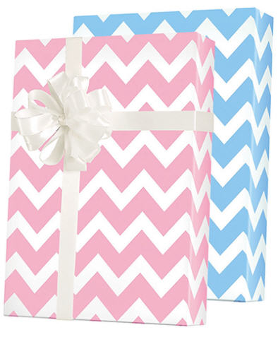 Pink and Blue Reversible Chveron Gift Wrapping Paper 15ft