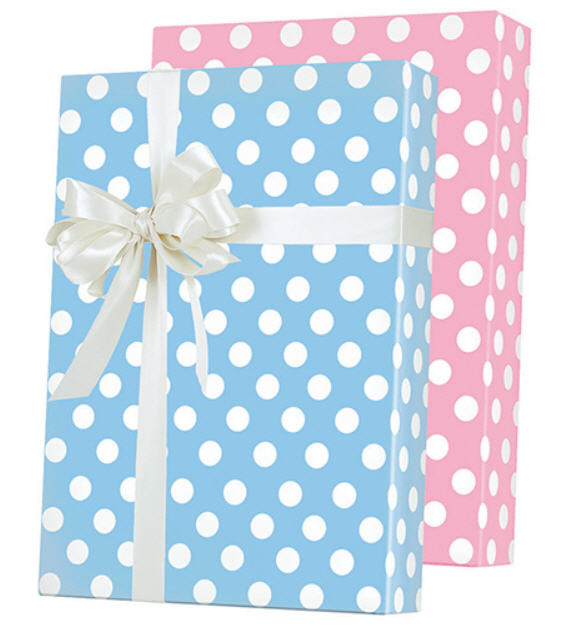 Pink and Blue Polka Dot Gift Wrapping Paper 15ft