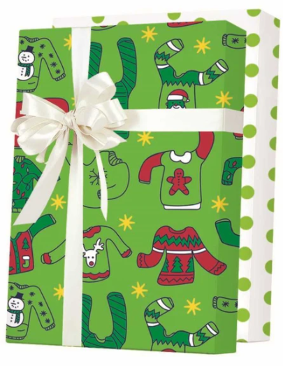 Ugly Holiday Christmas Sweater Gift Wrapping Paper 15ft