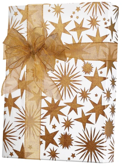 Gold Star Gift Wrapping Paper 15ft