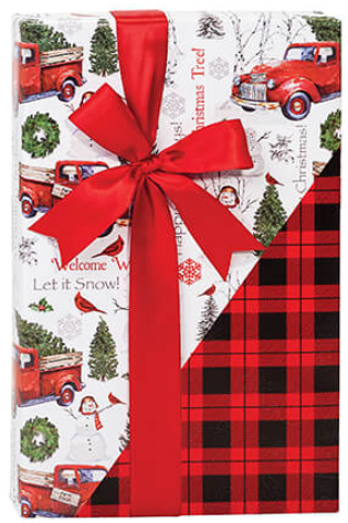Country Truck and Tree Reversible Plaid Gift Gift Wrapping Paper 15ft
