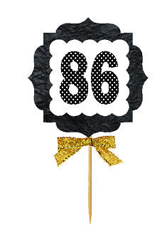 86th Birthday - Anniversary Gold Ribbon Hand Crafted Novelty Cupcake Decoration Toppers -  Picks -12ct