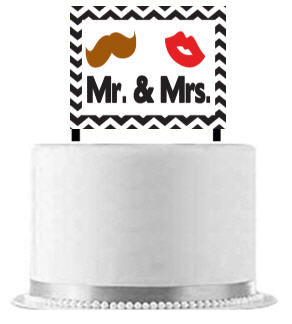 Mr & Mrs Lips and Mustache Cake Decoration Banner