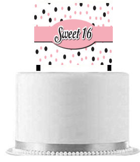 Sweet 16 Polka Dot Cake Decoration Banner