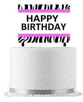 Happy Birthday Zebra Cake Decoration Banner