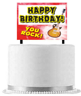 Happy Birthday Rock STar Cake Decoration Banner
