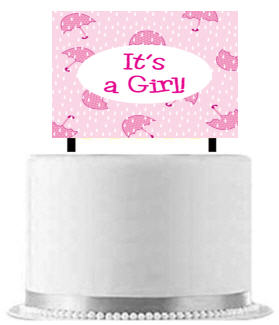 Its a Girl Baby Shower Umbrella Cake Decoration Banner