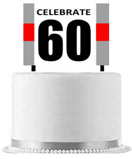 Celebrate 60 Red Cake Decoration Banner