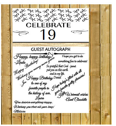 19th Birthday - Anniversary Novelty Burlap Guest Autograph Sign-In Wall Poster