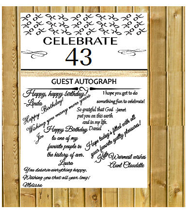 43rd Birthday - Anniversary Novelty Burlap Guest Autograph Sign-In Wall Poster