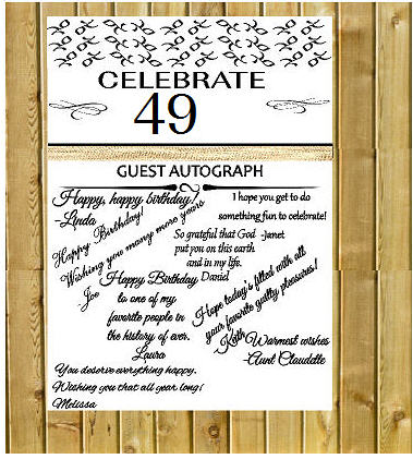 49th Birthday - Anniversary Novelty Burlap Guest Autograph Sign-In Wall Poster