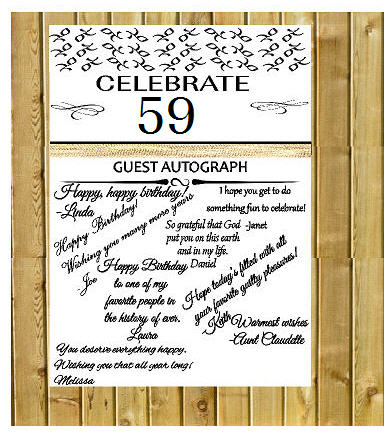 59th Birthday - Anniversary Novelty Burlap Guest Autograph Sign-In Wall Poster