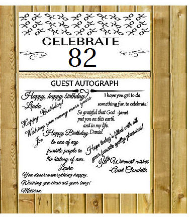 82nd Birthday - Anniversary Novelty Burlap Guest Autograph Sign-In Wall Poster